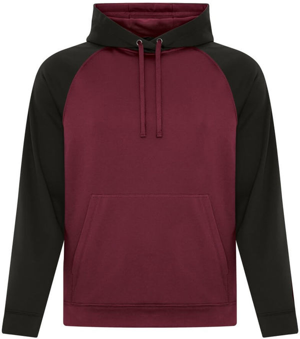 Am image of a Custom ATC Game Day Fleece Two Tone Hooded Sweatshirt in Maroon/Black!