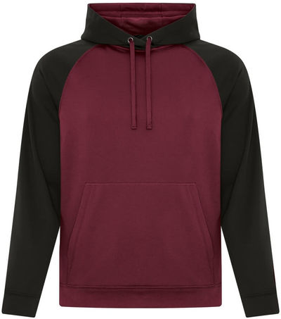 Am image of a Custom ATC Game Day Fleece Two Tone Hooded Sweatshirt in Maroon/Black!