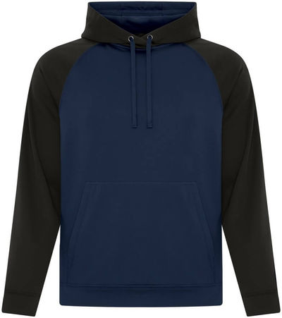 Am image of a Custom ATC Game Day Fleece Two Tone Hooded Sweatshirt in True Navy/Black!