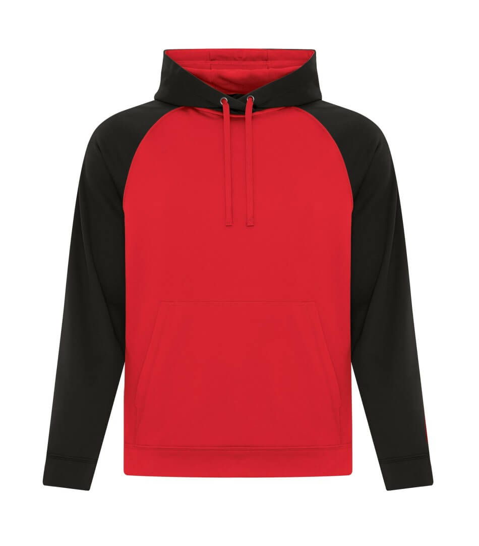 ATC Game Day Fleece Two Tone Hooded Sweatshirt in True Red/Black