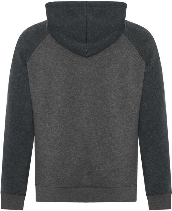 Am image of a Custom ATC Esactive Vintage Two Tone Hooded Sweatshirt in Black Heather/Charcoal Heather!
