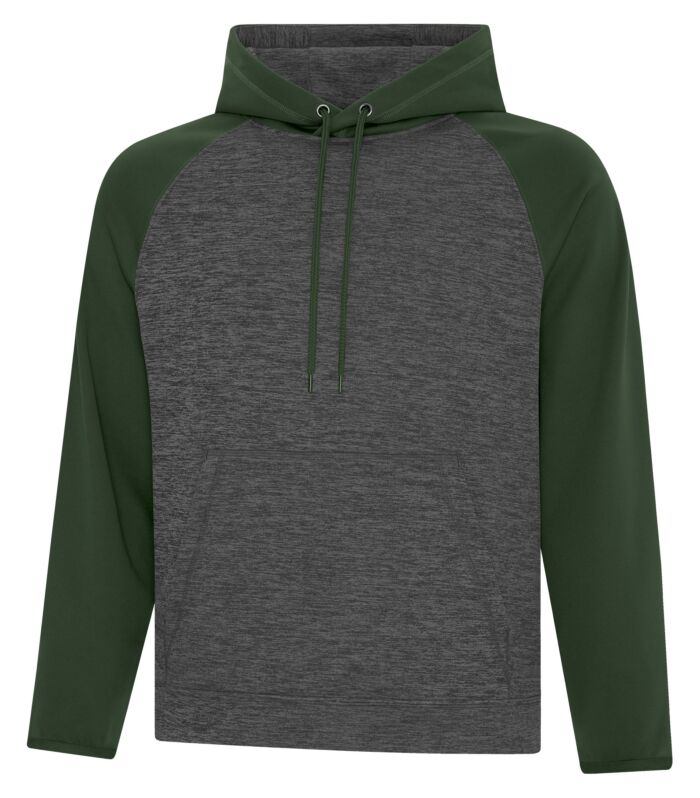 ATC Dynamic Heather Fleece Two Tone Hooded Sweatshirt in Charcoal Dynamic/Forest Green