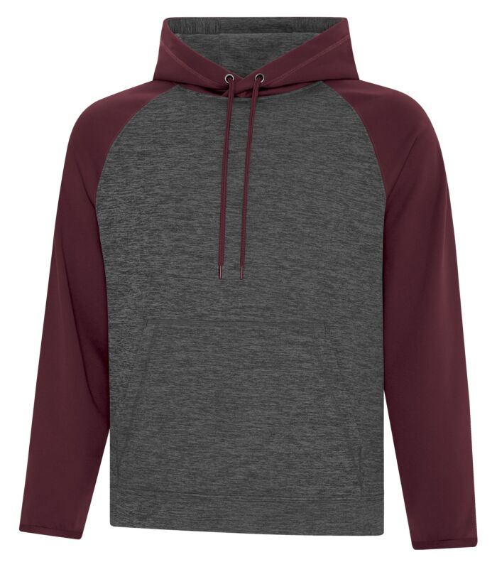 ATC Dynamic Heather Fleece Two Tone Hooded Sweatshirt in Charcoal Dynamic/Maroon