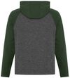 Am image of a Custom ATC Dynamic Heather Fleece Two Tone Hooded Sweatshirt in Charcoal Dynamic/Forest Green!