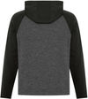 Am image of a Custom ATC Dynamic Heather Fleece Two Tone Hooded Sweatshirt in Charcoal Dynamic/Black!
