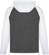 Am image of a Custom ATC Dynamic Heather Fleece Two Tone Hooded Sweatshirt in Charcoal Dynamic/White!