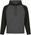 Am image of a Custom ATC Dynamic Heather Fleece Two Tone Hooded Sweatshirt in Charcoal Dynamic/Black!