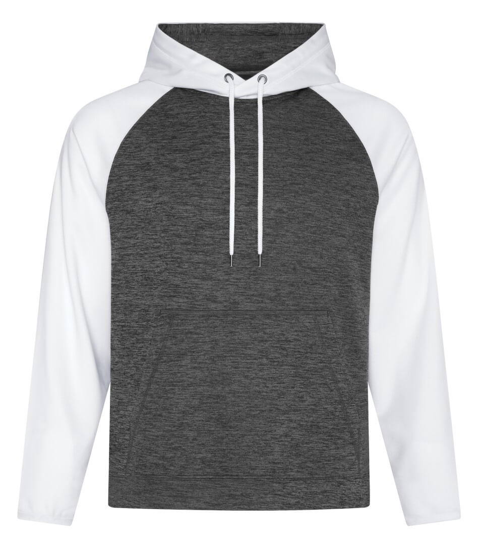 ATC Dynamic Heather Fleece Two Tone Hooded Sweatshirt in Charcoal Dynamic/White