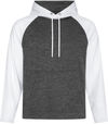 Am image of a Custom ATC Dynamic Heather Fleece Two Tone Hooded Sweatshirt in Charcoal Dynamic/White!