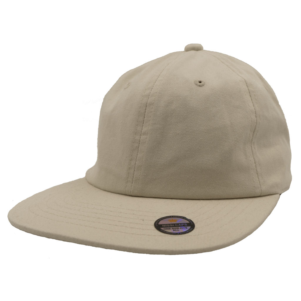 Nissi Washed Cotton Flat Bill Cap in Light Beige