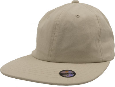 Am image of a Custom Nissi Washed Cotton Flat Bill Cap in Light Beige!