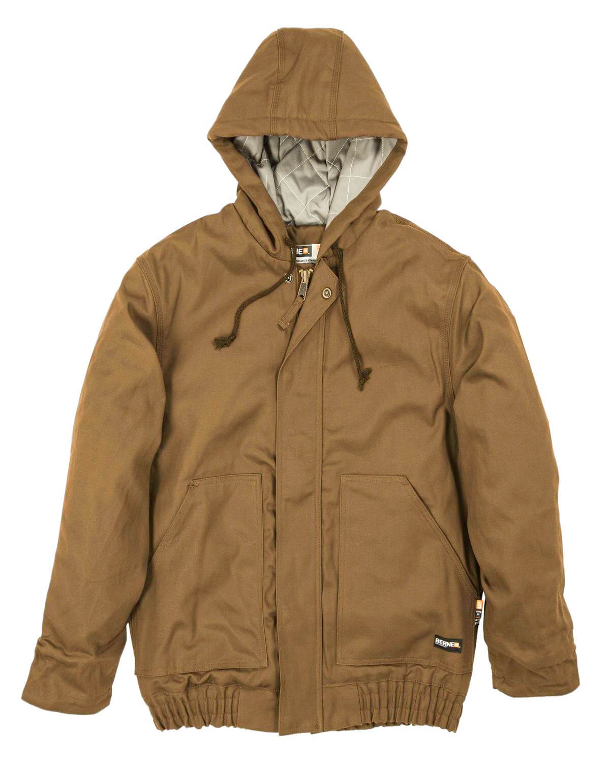 Berne Mens Flame Resistant Hooded Jacket in Brown Duck
