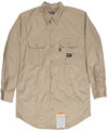 Am image of a Custom Berne Mens Flame Resistant Button Down Work Shirt in Khaki!