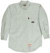 Am image of a Custom Berne Mens Flame Resistant Down Plaid Work Shirt in Green!
