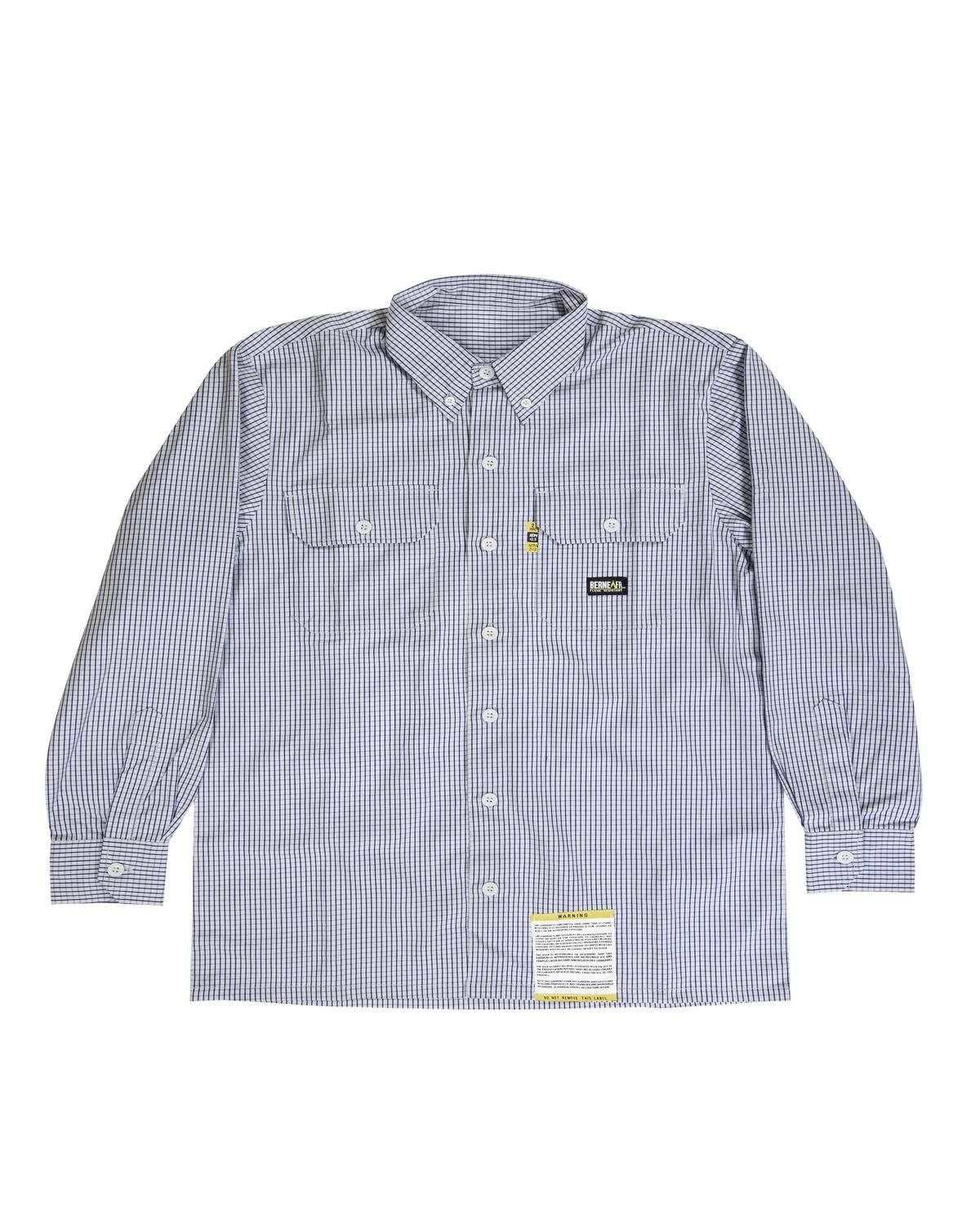 Berne Mens Flame Resistant Down Plaid Work Shirt in Navy