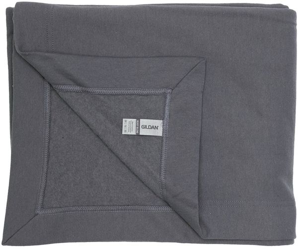 Am image of a Custom Gildan Heavy Blend Fleece Stadium Blanket in CHARCOAL!