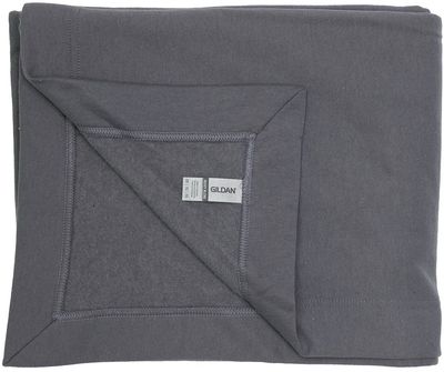 Am image of a Custom Gildan Heavy Blend Fleece Stadium Blanket in CHARCOAL!