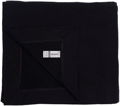 Am image of a Custom Gildan Heavy Blend Fleece Stadium Blanket in BLACK!