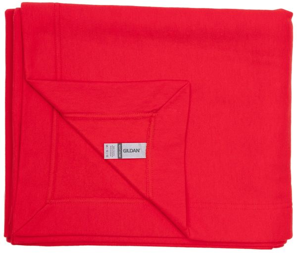 Am image of a Custom Gildan Heavy Blend Fleece Stadium Blanket in RED!