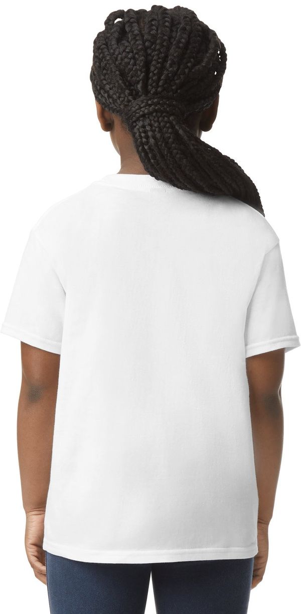 Am image of a Custom Gildan Youth Softstyle T Shirt in WHITE!