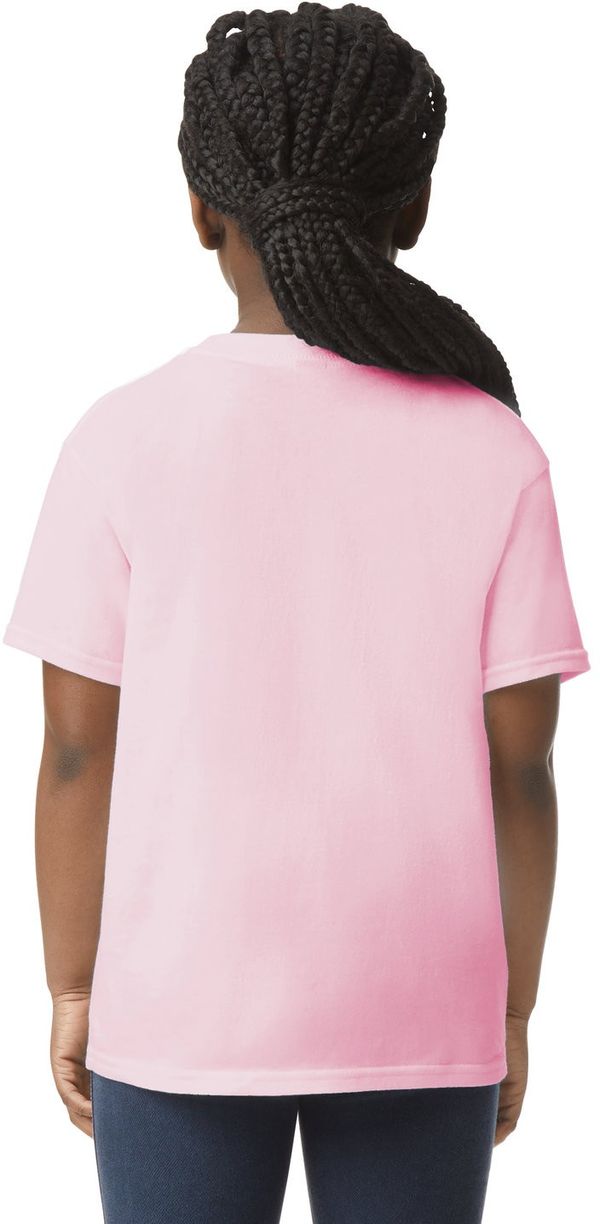 Am image of a Custom Gildan Youth Softstyle T Shirt in LIGHT PINK!