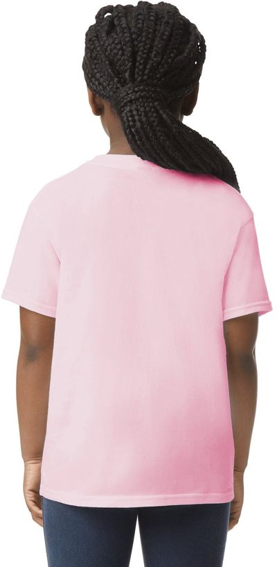 Am image of a Custom Gildan Youth Softstyle T Shirt in LIGHT PINK!