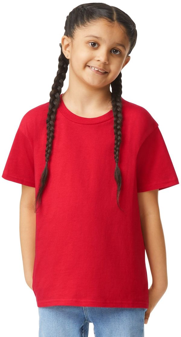 Am image of a Custom Gildan Youth Softstyle T Shirt in RED!