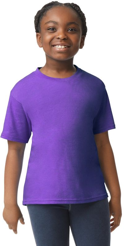 Am image of a Custom Gildan Youth Softstyle T Shirt in PURPLE!