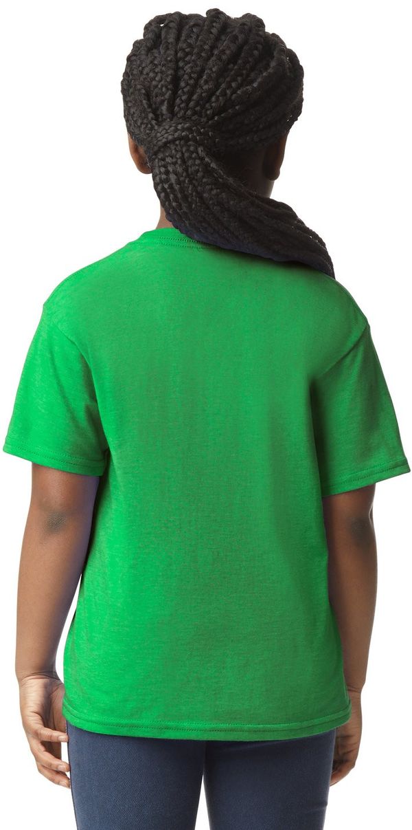 Am image of a Custom Gildan Youth Softstyle T Shirt in IRISH GREEN!