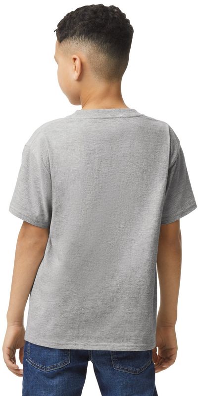 Am image of a Custom Gildan Youth Softstyle T Shirt in RS SPORT GREY!