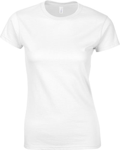 Am image of a Custom Gildan Softstyle Women's T Shirt in White!