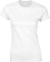 Am image of a Custom Gildan Softstyle Women's T Shirt in White!