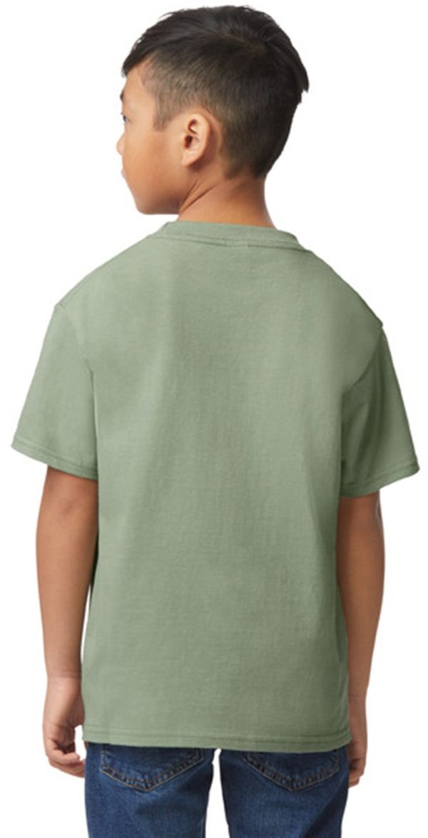 Am image of a Custom Gildan Youth Softstyle Midweight T Shirt in SAGE!