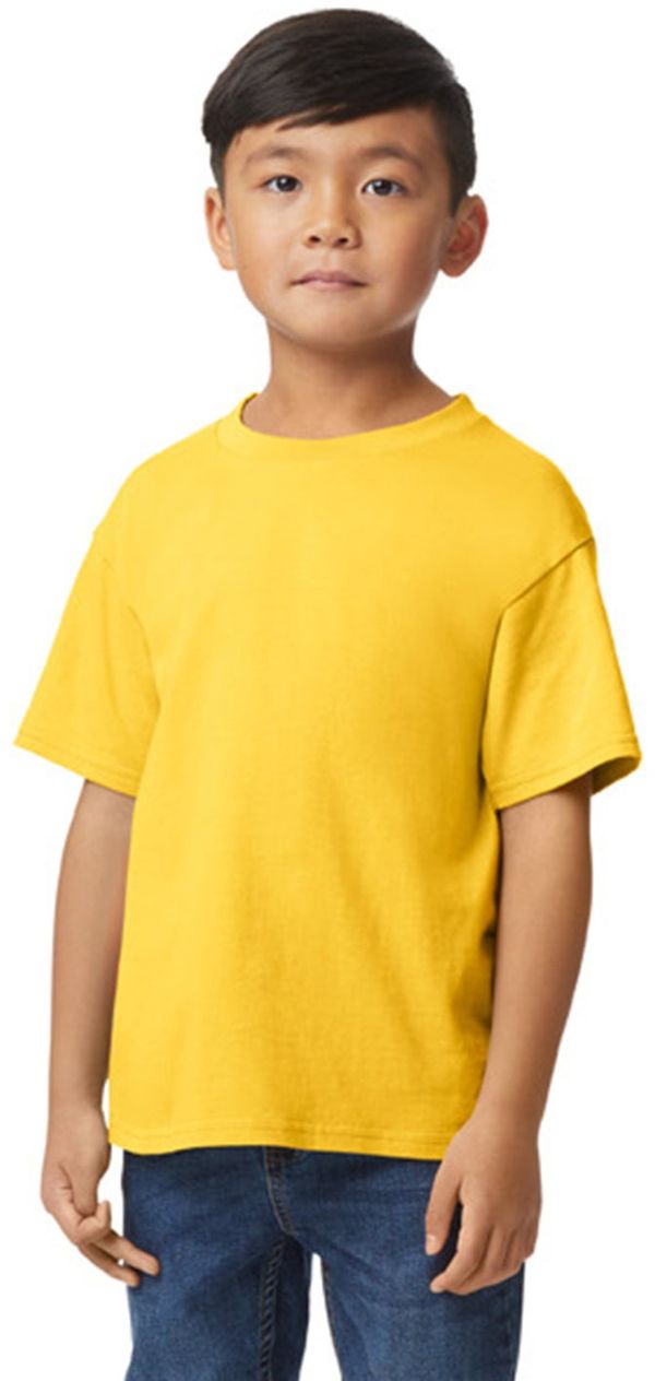 Am image of a Custom Gildan Youth Softstyle Midweight T Shirt in DAISY!