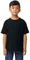 Am image of a Custom Gildan Youth Softstyle Midweight T Shirt in PITCH BLACK!