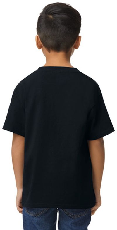 Am image of a Custom Gildan Youth Softstyle Midweight T Shirt in PITCH BLACK!