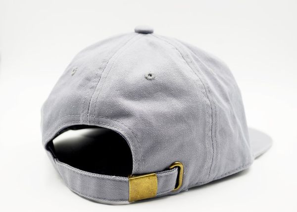 Am image of a Custom Nissi Washed Cotton Flat Bill Cap in Light Grey!