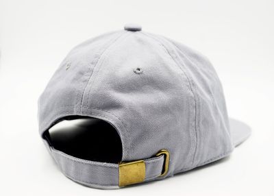 Am image of a Custom Nissi Washed Cotton Flat Bill Cap in Light Grey!