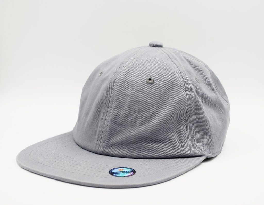 Nissi Washed Cotton Flat Bill Cap in Light Grey