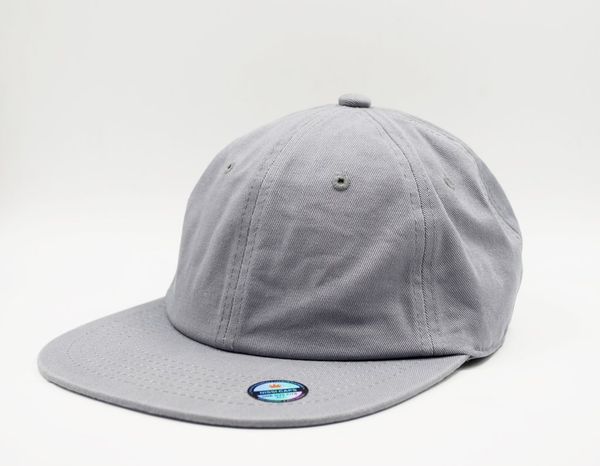Am image of a Custom Nissi Washed Cotton Flat Bill Cap in Light Grey!
