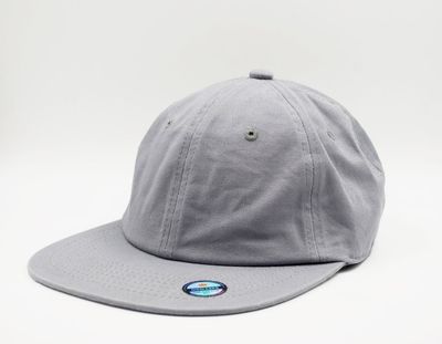 Am image of a Custom Nissi Washed Cotton Flat Bill Cap in Light Grey!