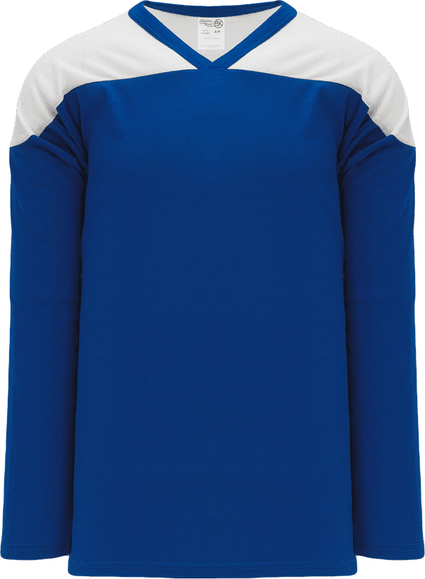Am image of a Custom Athletic Knit League Series Hockey Jersey in Royal/White!