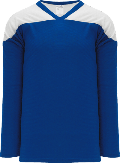 Am image of a Custom Athletic Knit League Series Hockey Jersey in Royal/White!