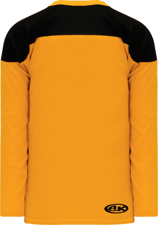 Am image of a Custom Athletic Knit League Series Hockey Jersey in Gold/Black!