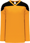 Am image of a Custom Athletic Knit League Series Hockey Jersey in Gold/Black!