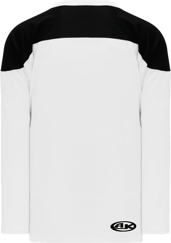 An image of a Custom Athletic Knit League Series Hockey Jersey in White/Black!