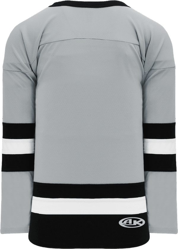 Am image of a Custom Athletic Knit League Series Mid Hockey Jersey in Grey/Black/White!