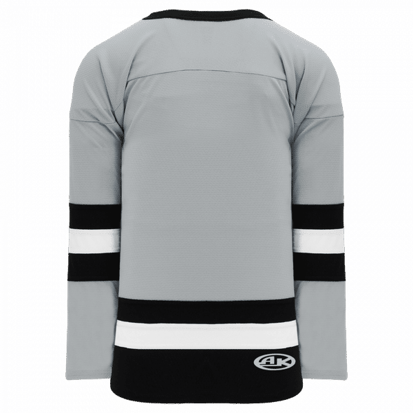 Am image of a Custom Athletic Knit Youth League Series Mid Hockey Jersey in Grey/Black/White!