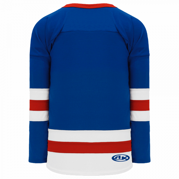 Am image of a Custom Athletic Knit Youth League Series Mid Hockey Jersey in Royal/White/Red!