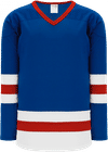 Am image of a Custom Athletic Knit League Series Mid Hockey Jersey in Royal/White/Red!